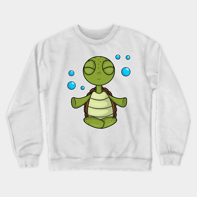 Turtle at Meditating in Sitting Crewneck Sweatshirt by Markus Schnabel